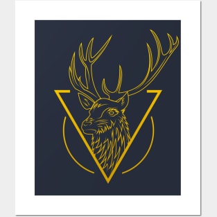 golden tribal deer Posters and Art